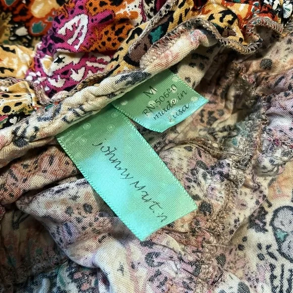 Johnny Martin Strapless Casual Summer Mini Print Dress/Coverup - Picture 10 of 11